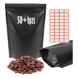 50 Bolsas Stand Up Pouch Hermética Zipper Negro Mate 250g