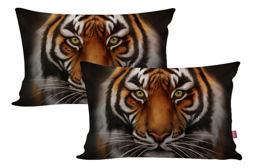 Kit 2 Fronha Capa Travesseiro Tigre Animal 70x50