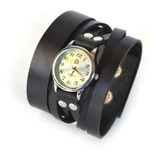 Brazalete De Cuero Genuino Con Reloj De Dama !!! Modelo P624