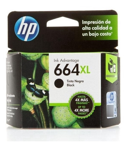 Cartucho Hp 664 Xl Negro F6v31al Original Wis