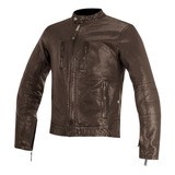 Chamarra De Piel Alpinestars Brass Negra O Café Línea Oscar Rider One