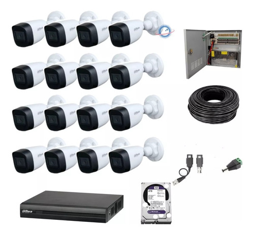 Kit 16 Camaras Dahua 5mp Con Microfono Dvr 16 Ch 4tb Purple