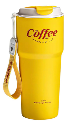 Termo Para Cafe Mug Vaso Termico 620ml Sellable Inoxidable Color Amarillo