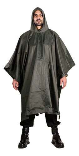 Poncho Emborrachado Impermeável Eb Capa Chuva Militar Verde