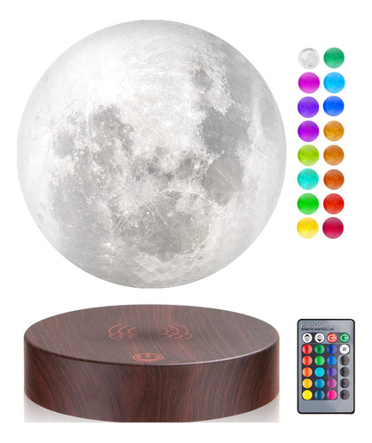 Lámpara De Luna Levitante 16 Colores Led Impresión 3d