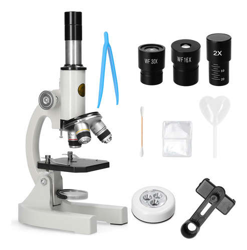 Microscopio Óptico Monocular 64x-2400x Para Niños De Primari