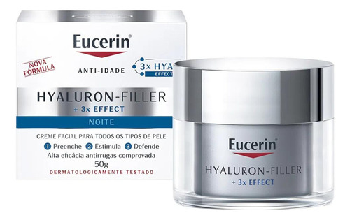 Eucerin Hyaluron-filler Creme Facial Antirrugas Noite 50g Tipo De Pele Pele Seca À Mista