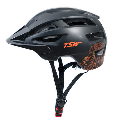 Capacete Enduro All Mountain Tsw D/ Bike Mtb Preto Laranja