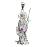 Dije Santa Muerte Con Circonias Y Rubies Plata Fina .925 .