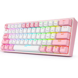 Teclado Gamer Redragon Fizz Pro K616 Rgb 60% Blanco Rosa *