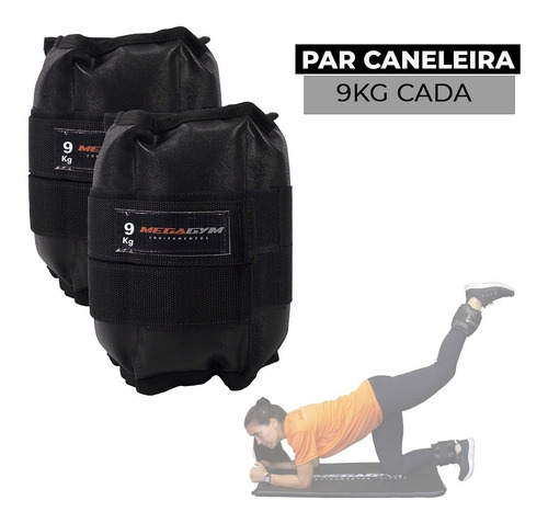 Par Caneleiras Tornozeleira 9kg Megagym Fitness Treino