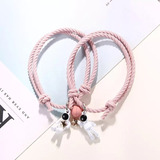 Pulsera Novios Pareja Amistad Astronauta Rosa Chicle 2 En 1