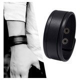 Pulseira Bracelete Masculino Country Couro Depp Liso Preto