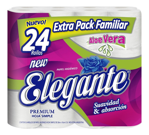 Papel Higienico Elegante 30 Metros X 24 Un Blanco Premium