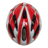 Capacete Vermelho E Branco Ciclismo Bike Bicicleta Skate Led