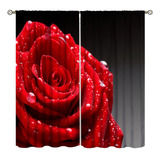 Cortinas De Rosas Rojas, Estampado Romántico De Rosas De San