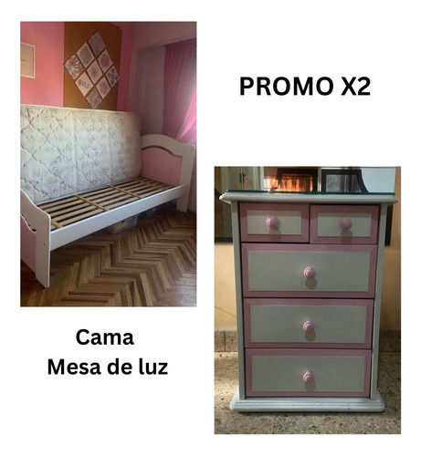 Conjunto De Muebles De Dormitorio. Cama+colchón+mesa De Luz