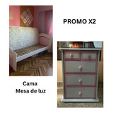 Conjunto De Muebles De Dormitorio. Cama+colchón+mesa De Luz