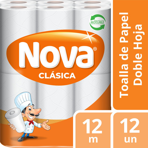 Toalla De Papel Nova Clásica 12 Un 12 Mt