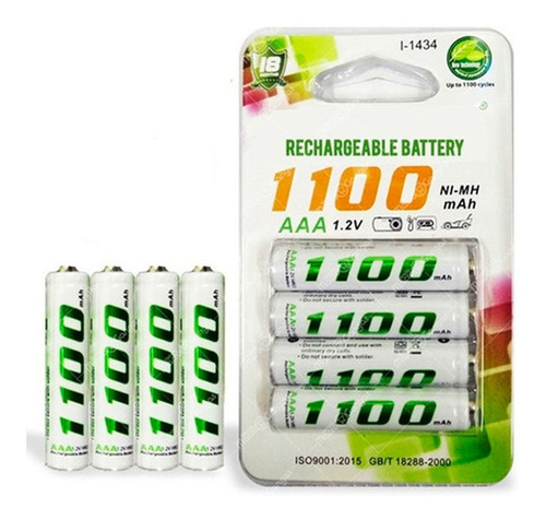 Pilas Baterias Recargables Aaa 1100mah 1.2v Blíster X4 