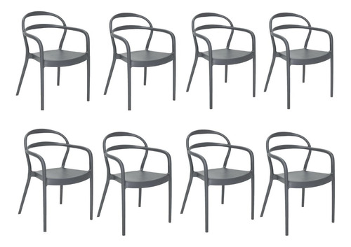 Conjunto 8 Cadeiras Sissigrafite C/braço Tramontina 9204/007