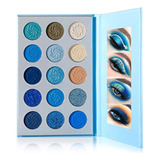 Paleta De 15 Sombras De Ojos Azul Espacial Mate Y Brillante