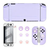 Carcasa Para Nintendo Switch Oled Con Mica Gomas Purpura