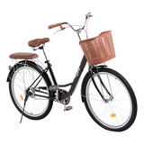 Bicicleta Urbana Rodada 26 Con Canasta Frenos De Pinza Y Marco De Acero Diseño Clásico Vintage Xtreme Life Color Negro