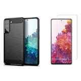 Funda Fibra Carbono Para Samsung S21 Fe + Templado Plano 9h