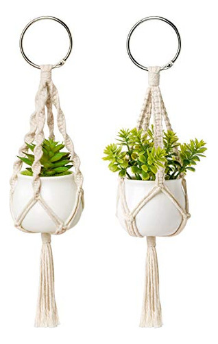 Mini Macrame Plant Car Accessories Rear View Mirrior Ch...