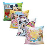 Kit 4 Capas De Almofada Mickey Minnie Páscoa Coelho Easter