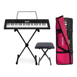 Kit Teclado Casio Ctk3500 Arranjador Completo Rosa Banqueta