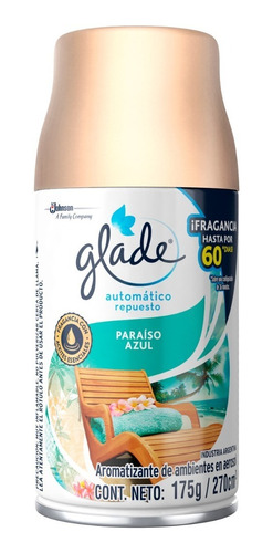 Repuesto Aromatizador Glade Automático X3 Paraíso Azul