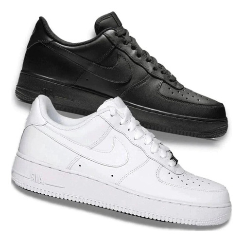 Kit 2 Pares Calçado Nike Air Force 1  Black White Promoção