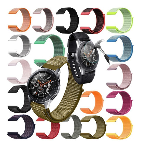 3 Correas Sport Nylon + Mica Para Samsung Galaxy Watch 46mm