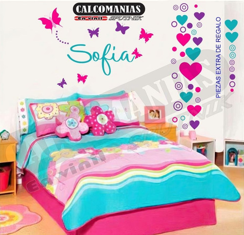 Vinil Decorativo Infantil Par Cuarto De Niña Corazones