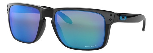 Anteojos De Sol Oakley Holbrook Xl Extra Large Con Marco De O Matter Color Polished Black, Lente Sapphire De Plutonite Prizm, Varilla Polished Black De O Matter - Oo9417