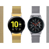 Kit 2 Pulseiras Aço Galaxy Watch 44 Amazfit Bip Gt 2 46mm Cor Prata - Gold Largura 20 Mm