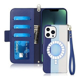 Funda Para iPhone 13 Pro Max Cuero 3 Tonos Correa Azul