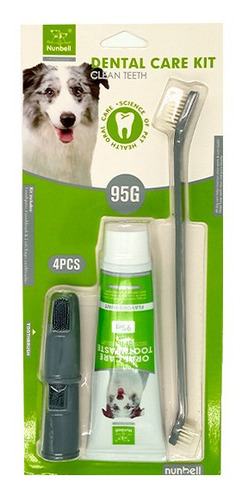 Kit Pasta Dental Perro Sabor Menta + 3 Cepillos Numbell