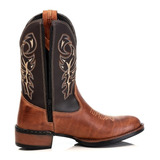 Bota Texana Masculina Country Cano Longo Bico Redondo Zíper