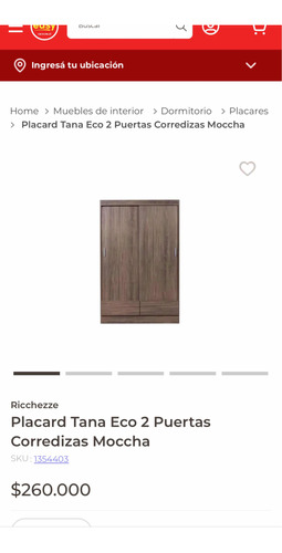 Placard Tana Eco 2 Puertas Corredizas Moccha Ricchezze