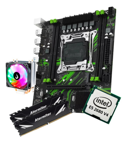 Kit Gamer Placa Mãe Machinist X99m Pr9 Xeon E5 2680 V4 64gb 