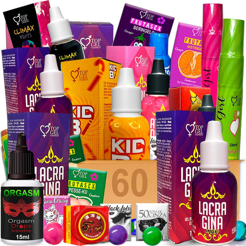 Kit 60 Gel Lubrificante Sexual Função Prazer Atacado Revenda