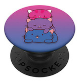 Bisexual Pride Kawaii Kitty Cat Stack Anime Popsockets Grip 