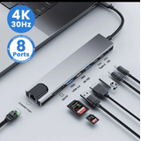 Adaptador 8 Puertos Tipo C4k Hdmi, Memoria Sd, Eternet, Usb