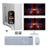 Computador Slim Intel Core I7 16gb 1tb 2 Monitor 20 Branco