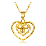 Collar De Corazón Infinito De Oro Macizo De 18 Quilates Para