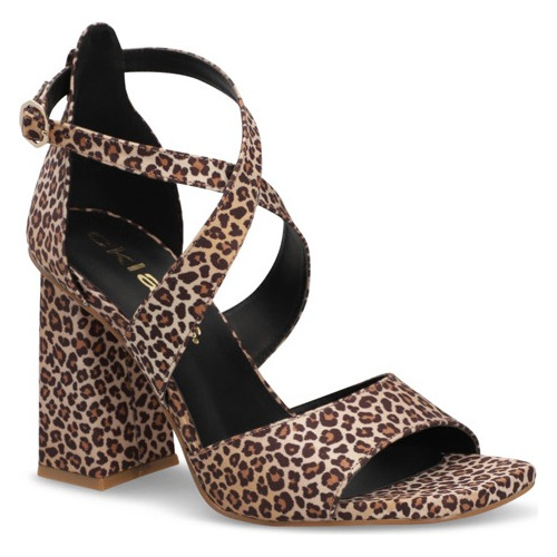 Sandalia De Tacón 10 Cm Casual Dama Animal Print  949-22