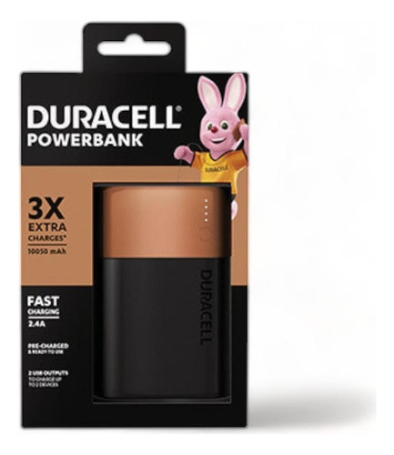 Bateria Portatil Externa Duracell 10050mah 3cargas, 2 Usb